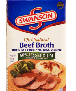 Swanson 100% Natural beef broth, 100% fat free, 50% less sodium 32oz