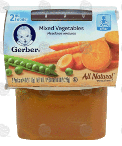 Gerber All Natural mixed vegetables baby food, stage 2, 2-pack 8oz