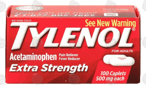 Tylenol Extra Strength pain reliever/fever reducer acetaminophen caplets 500mg each 100 count