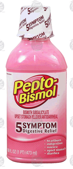 Pepto-bismol protective coating action relief of stomach indigestion liquid 16 fluid ounce