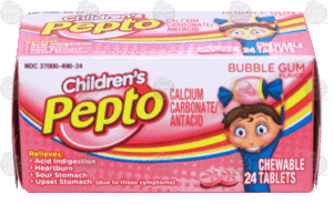 Pepto-bismol heartburn, acid indigestion, & sour/upset stomach reliever, children's chewable tablets, bubble gum 24 count