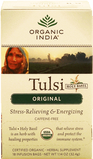 Organic India Tulsi original holy basil stress-relieving & energizing herbal supplement, 18-infusion bags 1.14 ounce