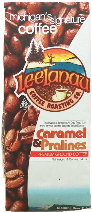 Leelanau Sleeping Bear Point caramel & pralines flavor premium ground coffee 12 ounce