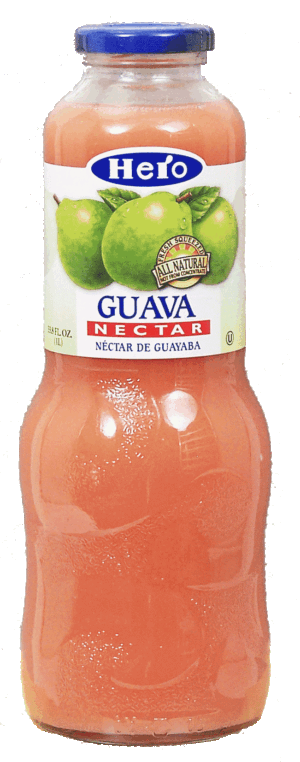 Hero guava nectar, fresh squeezed, all natural, not concentrate, contains 25% juice 1