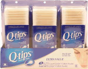 Q-Tips cotton swabs, 3 625-count packs 1875 count