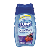 Tums Smoothies extra strength antacid, berry fusion, 750 mg, chewable tablets 60 count