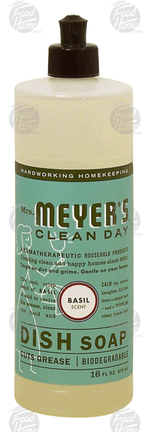 Mrs. Meyers Clean Day dish soap, biodegradable, basil scent 16 fluid ounce