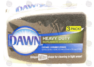 Dawn heavy duty scrubber sponges, unique wedge shape for cleaning in tight areas 3 pack