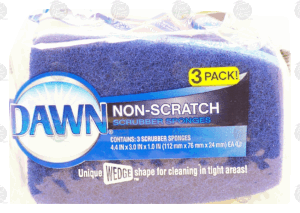 Dawn non-scratch scrubber sponges, unique wedge shape for cleaning in tight areas 3 pack