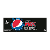 Diet Pepsi Max cola, zero calories, ginseng & caffeine, 12 12-fl. oz. cans 144 fluid ounce