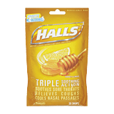 Halls honey-lemon menthol drops, cough suppressant 30 count