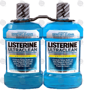 Listerine Ultra Clean antiseptic cool mint mouthwash, each bottle is 1.5-liter 2 count