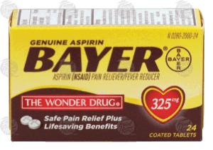 Bayer aspirin, pain reliever/ fever reducer, coated tablets 24 count