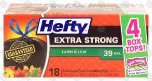 Hefty Extra Strong lawn & leaf, extra large trash drawstring bags, 39 gallon 18 count