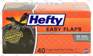 Hefty Easy Flaps multipurpose large trash flap-tie bags, 30 gal 40 count