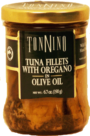 Tonnino tuna fillets with oregano in olive oil, wild caught, hand packed, dolphin safe 6.7 ounce