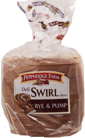 Pepperidge Farm Deli Swirl rye & pump bread swirled in every bite, half loaf, sliced 16 ounce