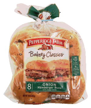 Pepperidge Farm Bakery Classics onion hamburger buns with poppy seeds, 8-count 15 ounce