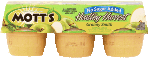 Mott's Healthy Harvest granny smith flavored applesauce with other natural flavors unsweetened, 6-3.9 oz cups 6 pack