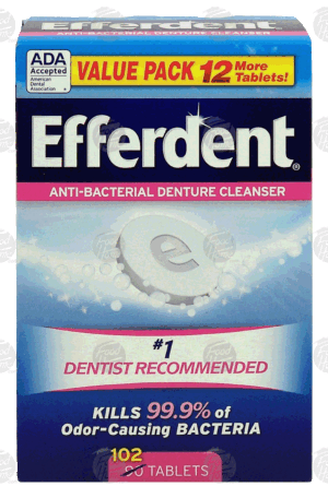 Efferdent anti-bacterial denture cleanser, tablets 102 count