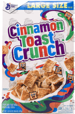 General Mills Large Size cinnamon toast crunch cereal, box 16.8 ounce