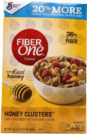 Fiber One 20% More original bran cereal, box 19.6 ounce