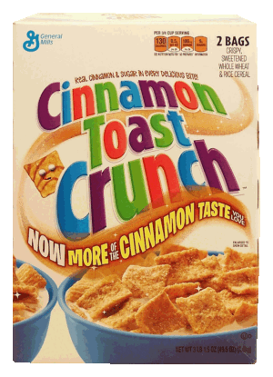 General Mills Cinnamon Toast Crunch crispy sweetened whiole wheat & rice cereal, 2-bags 49.5 ounce