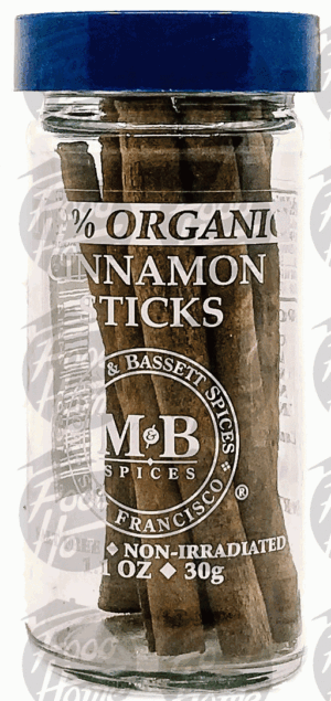 Morton & Bassett 100% Organic cinnamon sticks, glass jar 1.1 ounce
