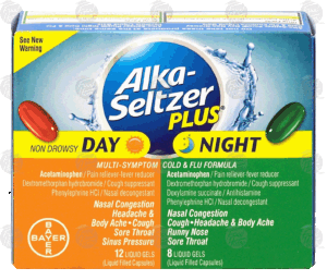Alka Seltzer Plus day & night, multi-symptom cold & flu formula, 12 liquid gels for day, 8 liquid gels for night 20 count