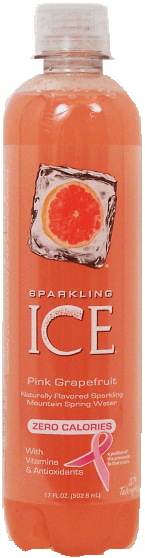 Sparkling Ice pink grapefruit naturally flavored sparkling mountain spring water, zero calories, 3% juice 17 fluid ounce