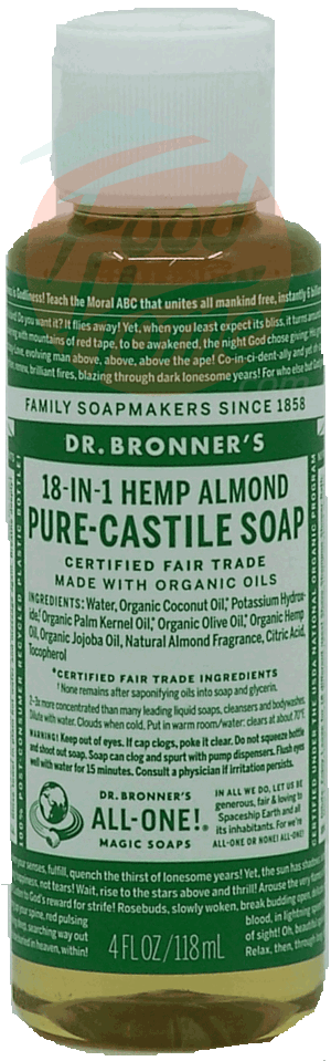 Dr. Bronner's Magic Family Soapmakers 18-in-1 hemp almond pure-castile soap 4 fluid ounce