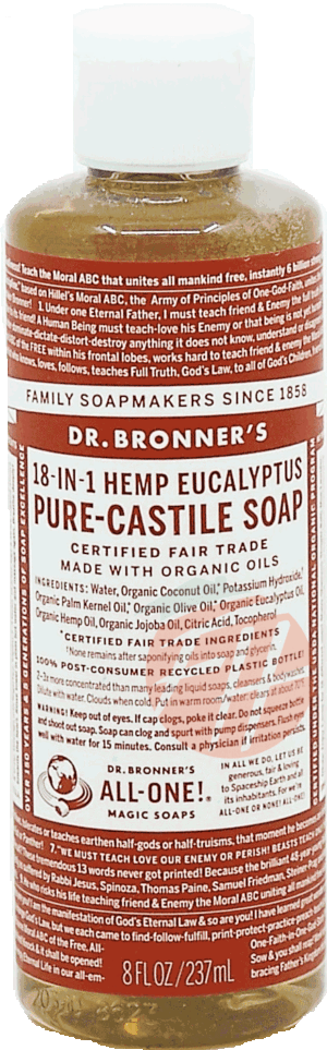 Dr. Bronner's Magic hemp eucalyptus pure-castile liquid soap 8 fluid ounce