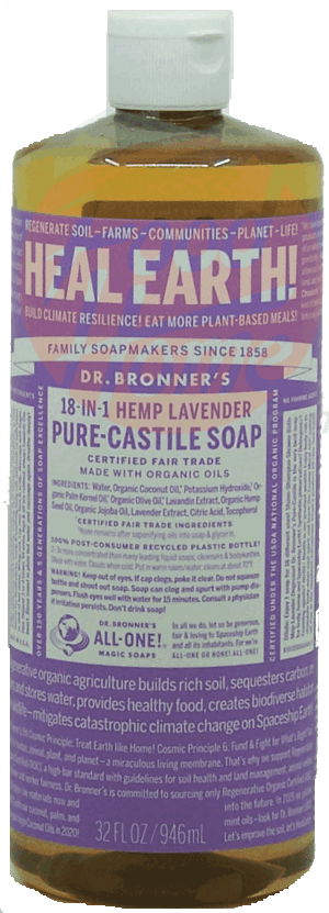 Dr. Bronner's Magic Family Soapmakers 18-in-1 hemp lavender pure-castile soap 32 fluid ounce