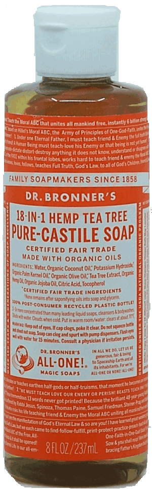 Dr. Bronner's Magic Family Soapmakers 18-in-1 hemp tea tree pure-castile liquid soap 8 fluid ounce