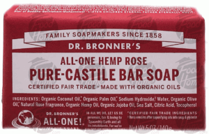 Dr. Bronner's Magic pure-castile bar soap, all-one hemp rose 5 ounce