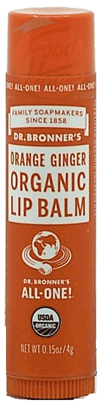 Dr. Bronner's Magic Family Soapmakers orange ginger organic lip balm 0.15 ounce