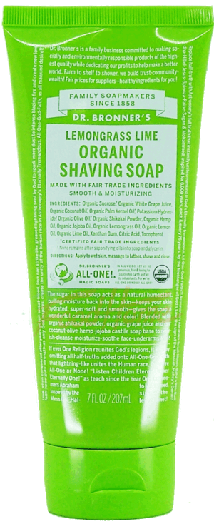 Dr. Bronner's Magic Family Soapmakers lemongrass lime organic shaving soap 7 fluid ounce