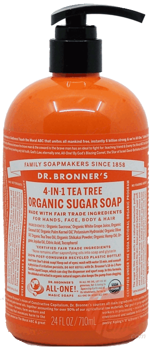 Dr. Bronner's Magic tea tree organic sugar soap, 4-in-1 24 fluid ounce