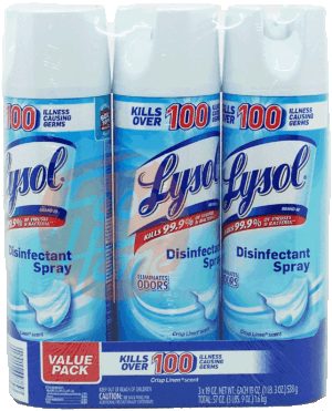 Lysol Value Pack disinfecting spray, crisp linen scent, 19-ounce 3 pack