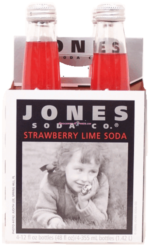 Jones strawberry lime soda, 4-pack, 4-fl.oz. 48 fluid ounce