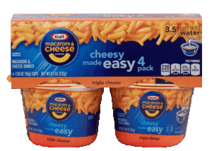 Kraft Triple Cheese macaroni & cheese dinner, 4 2.05-oz. cups 8.2 ounce