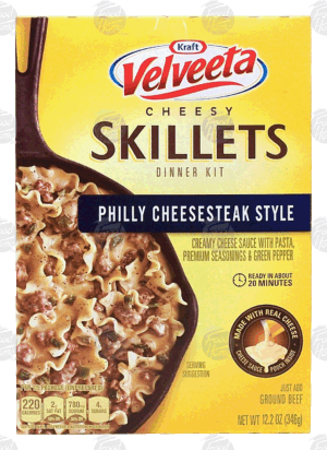 Kraft Velveeta Cheesy Skillets; philly cheesesteak style dinner kit, just add ground beef 12.2 ounce