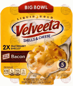 Velveeta Big Bowl bacon creamy shellls & cheese, macaroni & cheese, microwavable bowl 5 ounce