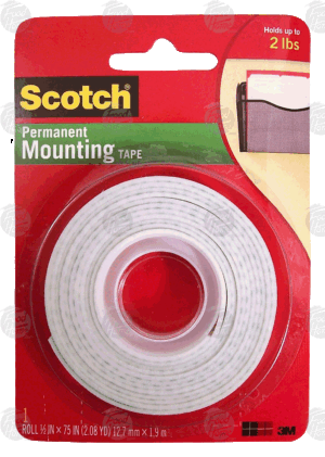 Scotch permanent mounting tape, 1/2 in x 75 in 1 count