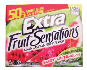 Extra Fruit Sensations sweet watermelon sugar free gum 15 count