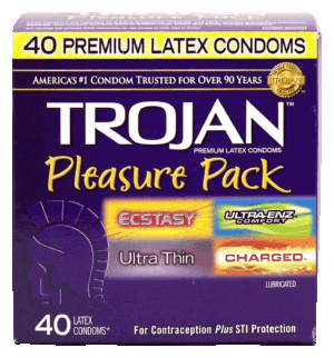 Trojan Pleasure Pack latex condoms for contraception plus STI protection, 4 varities 40 count