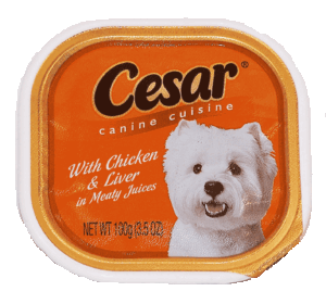 Cesar dog food with chicken & liver in meaty juices 3.5 ounce