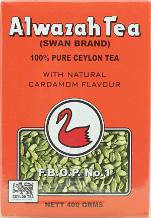 Alwazah Swan Brand ceylon tea with natural cardamon flavour, 100% pure 400 gram