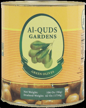 Al-Quds Gardens green olives 62 ounce