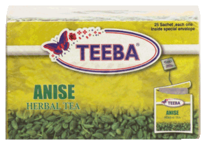 Teeba anise herbal tea, sachets 25 count